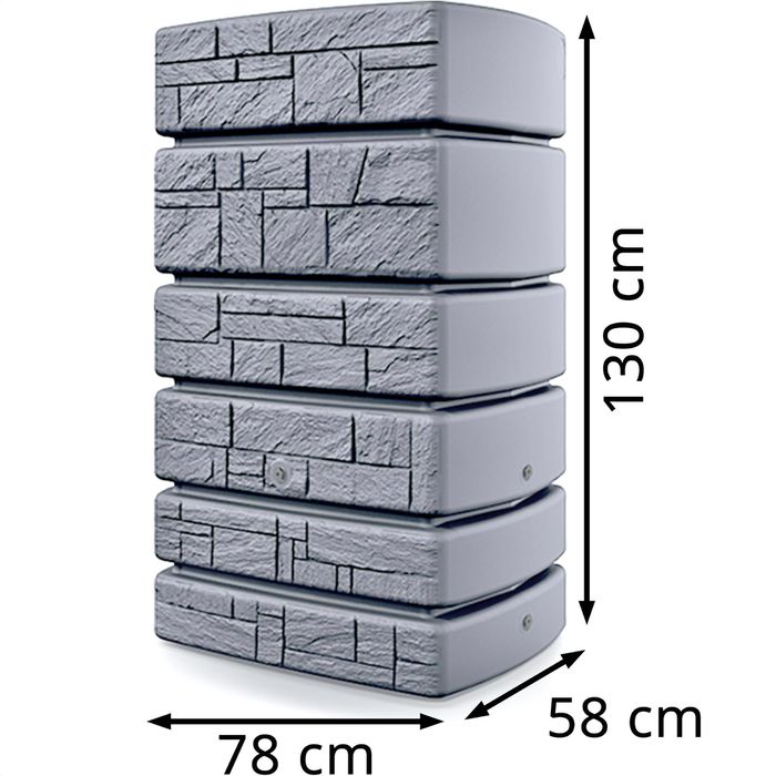 Prosperplast Regentonne Tower Stone, 500 Liter, eckig, grau, mit Deckel