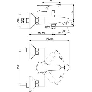 Produktbild für Badewannenarmatur Ideal-Standard Alpha BC654AA , aus Messing