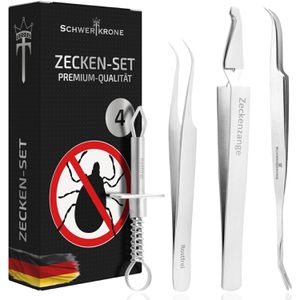 Zeckenzange Schwertkrone Zecken-Set 4-teilig