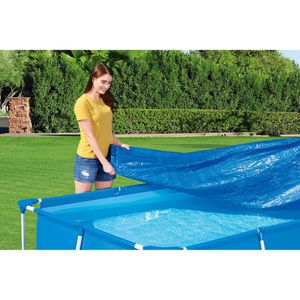 Produktbild für Poolabdeckung Bestway 58106, aus PE, blau, mit Spannseil