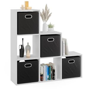 Produktbild für Bücherregal Vicco 51202, weiß, mit 4 Faltboxen