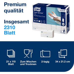 Produktbild für Papierhandtücher Tork Xpress Premium, 100288, H2, 2-lagig