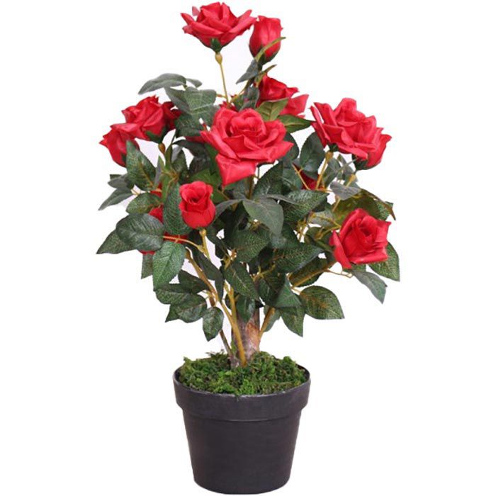 65 Echtholzstamm, – Decovego cm, rot, Kunstpflanze Topf Böttcher Rosenstock mit im Höhe AG