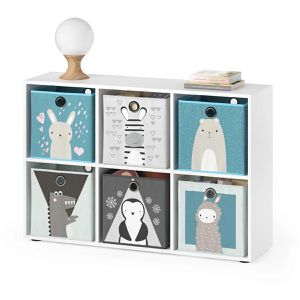 Produktbild für Bücherregal Vicco 13302, weiß, mit 6 Faltboxen