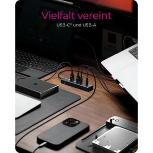 Produktbild für USB-Hub ICY-BOX IB-HUB1737-C3, schwarz, mit Metallgehäuse