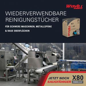 Produktbild für Einwegtücher Wypall X80, 8295, PowerClean, Hydroknit, blau