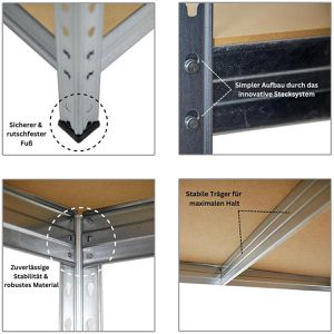 Produktbild für Schwerlastregal PROREGAL Rivet, 5 Holzböden