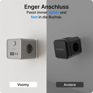 Produktbild für Steckdosenwürfel Voomy Split X7, mit Schalter, grau