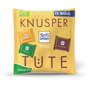 Ritter-Sport Minischokolade Mini Knusper Tüte, 3 Sorten, 12 Stück, 200g