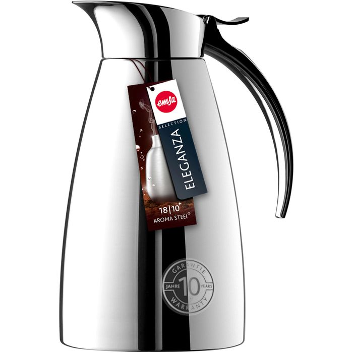 Emsa Thermoskanne Eleganza, Easy Open, 502488, Isolierkanne, silber