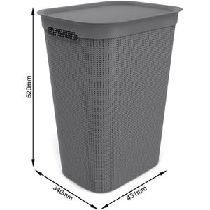 Produktbild für Wäschekorb Rotho Brisen, anthrazit, mit Deckel