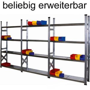 Produktbild für Schwerlastregal GEWE 612G4R, 4 Metallböden