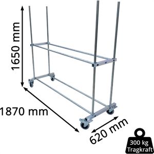 Produktbild für Reifenwagen Bertele Basic, aus Metall, silber, für 14 Reifen