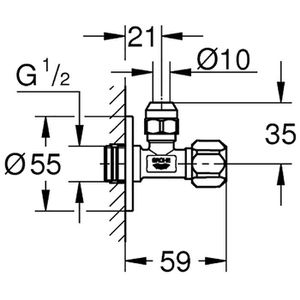 Produktbild für Eckventil GROHE 22023000, aus Messing, selbstdichtend