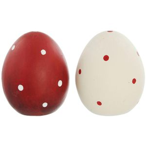 Produktbild für Osterdeko Frank-Flechtwaren Pünktchen, rot / weiß, 4 Stück