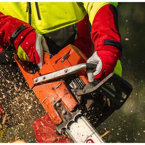 Produktbild für Kettensägenhandschuhe Oregon Protect Pro, rot-gelb