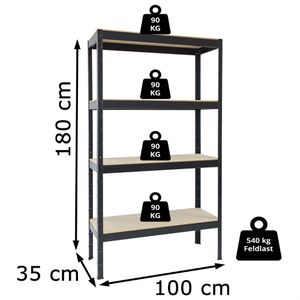 Produktbild für Schwerlastregal Schulte-Regalwelt 4 Holzböden