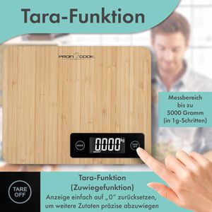 Produktbild für Küchenwaage Proficook PC-KW 1271, Tara-Funktion, Teilung 1 g