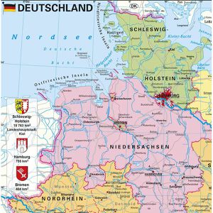 Produktbild für Deutschlandkarte Stiefel Lernkarte mit Wappen, rahmenlos