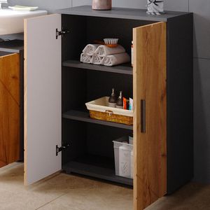 Produktbild für Badschrank Vicco Irma, mit 4 Füßen, eiche / anthrazit