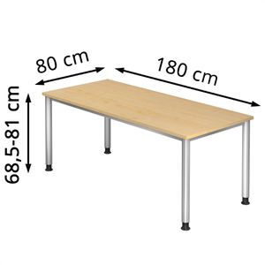 Produktbild für Schreibtisch Hammerbacher H-Serie, ahorn / silber