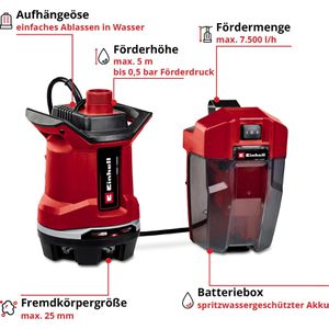 Produktbild für Schmutzwasserpumpe Einhell GE-DP 18/25 Li-Solo, Akku