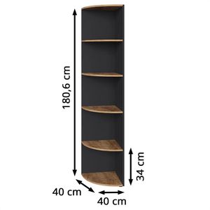 Produktbild für Bücherregal Vicco Ecki, anthrazit / eiche