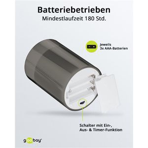 Produktbild für LED-Kerze Goobay 77755, Echtwachs im Glas, grau