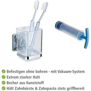 Produktbild für Zahnputzbecher Wenko Quadro, 22680100, ohne Bohren