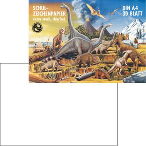 Ursus Zeichenblock 8404600 Dinosaurier, A4, 120 g/m², weiß, 30 Blatt
