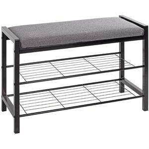 Schuhbank Haku-Möbel 54544, schwarz / grau, aus Metall