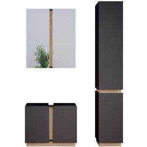 Badmöbel-Set Vicco Gloria, anthrazit, 3-teilig