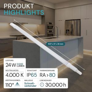 Produktbild für Feuchtraumleuchte Luxula LX200129, LED mit 24 Watt