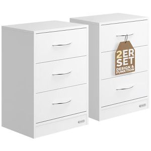 Nachttisch CASARIA Eloise, 109661, weiß, aus Holz, 2er Set