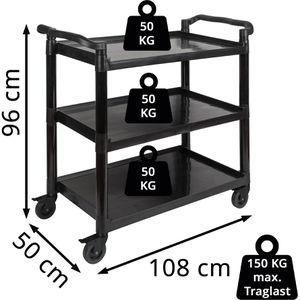 Produktbild für Servierwagen APS 11944, schwarz, aus Aluminium / Kunststoff