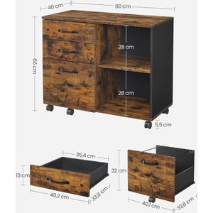 Produktbild für Bürowagen Vasagle OFC041B01, braun vintage