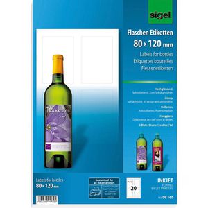 Produktbild für Flaschenetiketten Sigel DE160, hochweiß