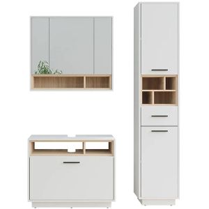 Badmöbel-Set Vicco Beatrice, weiß / sonoma eiche, 3-teilig