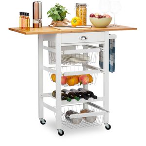 Küchenwagen Relaxdays 10024986, weiß / braun