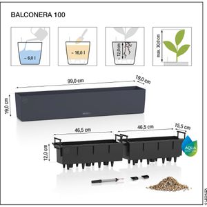 Produktbild für Blumenkasten Lechuza BALCONERA Stone 100, graphit