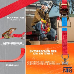 Produktbild für Spanngurt NTG mit Airline-Fitting &amp; Ratsche
