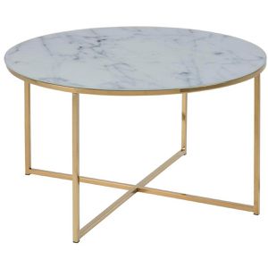 Couchtisch AC-Design Alisan, Glas / Metall, weiß marmoriert