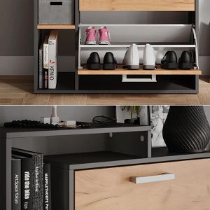Produktbild für Schuhschrank Vicco Orlando, anthrazit / eiche