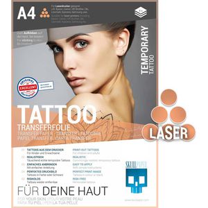 Skullpaper Transferpapier Tattoofolie Laser, A4, temporäre Tattoos auf der Haut, 4 Blatt