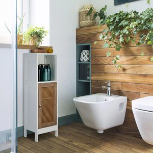 Produktbild für Badschrank Relaxdays 10035341, mit 4 Füßen, braun / weiß