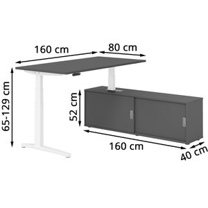 Produktbild für Schreibtisch Hammerbacher XBHM, 30852, graphit, mit Sideboard