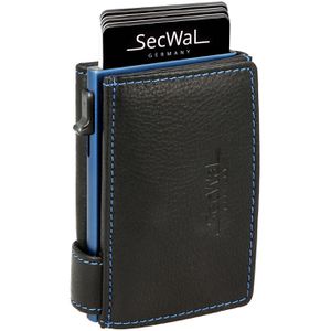 Produktbild für Kreditkartenetui SecWal Echt Leder blau/schwarz, für 10 Karten