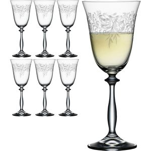 Bohemia-Cristal Weingläser Romance 010181002, Weißweingläser aus Kristallglas, 250ml, 6 Stück , 6 Stück
