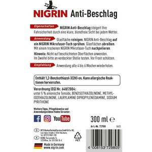 Nigrin Scheibenversiegelung Anti-Beschlag, Spray, für Glas