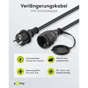 Produktbild für Verlängerungskabel Goobay 44841, für außen IP44